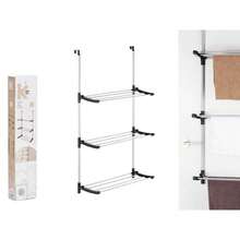 Varal de Porta Dobrável de 3 Níveis Zylx Shopping, Varal Vertical para Pendurar em Porta ou Parede, Estrutura Metálica Compacta, Mede 65,5 x 29 x 129 cm, Prata e Preto - 65,5 x 29 x 129 cm - Ver 6