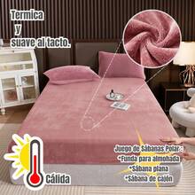 Juego De Sábanas Polar En Tamaño INDIVIDUAL Con Medidas De 165X228CM - Suavidad - Térmico - Comodidad - Vistoso - PALO DE ROSA - Ver 1