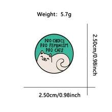 1Pc Of Circular Green Background Cartoon Cat Slogan With Niche Design For Young Men's And Women's Jackets Backpacks Personalized Decoration Brooch - Multicolor - View 11