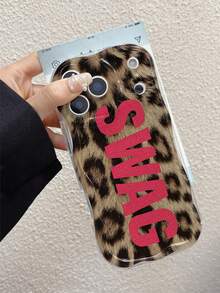 1pc Irregular Wavy Shape Anti-Slip Anti-Shock Anti-Drop TPU Phone Case UV Printed Leopard Print Letter Pattern Fashion Phone Case Suitable For IPhone7/8/7PLUS/8PLUS/X/XS/XR/XSMAX/11/11PRO/11PROMAX/12/12PRO/12PROMAX/12MINI/13/13PRO/13PROMAX//14/14PRO/14PROMAX/14PLUS/15/15PRO/15PROMAX/15PLUS/16/16pro/16promax/16PLUS/17/17pro/17promax/AIR - Multicolor - View 2