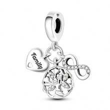 1Pc Silver Plated Family Mom Dad Sister Heart Charm For Bracelet Necklace Pendant Beads For Diy Jewelry Making Thanksgiving Day Gift For Lover - Silver - View 13