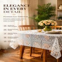 Mantel rectangular de PVC con patrón floral, impermeable, resistente a las arrugas, fácil de limpiar y lavable a máquina. Perfecto para la mesa del comedor y la decoración de fiestas al aire libre. También se puede cortar a medida para la decoración de la cocina DIY. - Beis - Ver 6