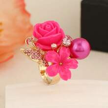 1pc French Vintage Rose Flower Ring, Premium Velvet Gift Box, Unique Design Women's Ring, Birthday Gift For Girlfriend - 11410 Rose - View 8