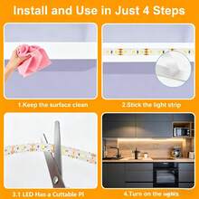 1m To 5m Indoor LED Light Strip, Dual Color Cold And Warm Options. USB Powered, Touch Button Control. Suitable For Bedroom, Mirror, Kitchen, TV Background Wall, Desk And Holiday Atmosphere. - Touch Light Strip - View 3