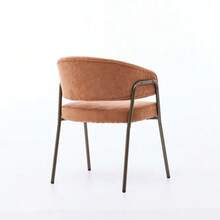 Chaises de salle à manger modernes en chenille avec accoudoirs, chaises d'appoint rembourrées avec pieds en laiton vieilli pour la cuisine et la salle à manger, vendues à l'unité, orange, SW1876OG - Orange - Voir 7