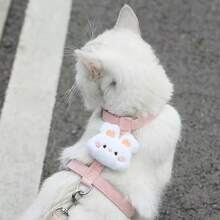 Adjustable Cute Plush Cartoon Cat Harness Leash Set, Escape-Proof Soft Vest Style Leash, Rabbit/Bear Design, Suitable For Small Pets, Breathable Outdoor Dog Walking Leash - Multicolor - View 6