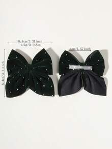 10pcs Vintage Velvet Rhinestone Large Bow Hair Clips, Atmospheric Girls Hair Accessories For Birthday, Date - Mixed color - View 8