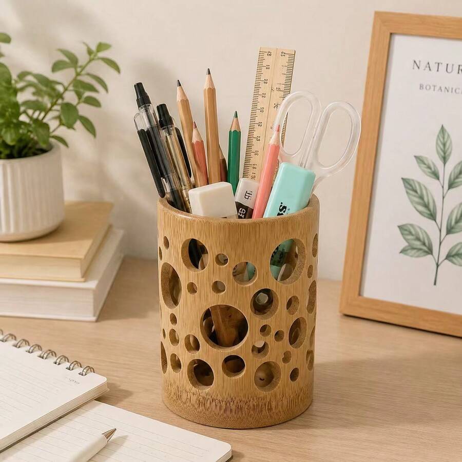 Multifunctional Bamboo Basket - A Versatile Bamboo Basket For Plants, Storage, And Home Decor. Perfect For Orchids, Succulents, Stationery, Tableware, And Daily Essentials. Lightweight, Breathable, And Crafted With A Natural Bamboo Texture. - B - View 1