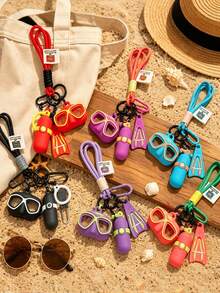 1pc Colorful Summer Fun Fins And Diving Mask Keychain, Creative And Stylish Exquisite Bag Charm For Men, Women, And Couples, Beach And Ocean Themed - Multicolor - View 2