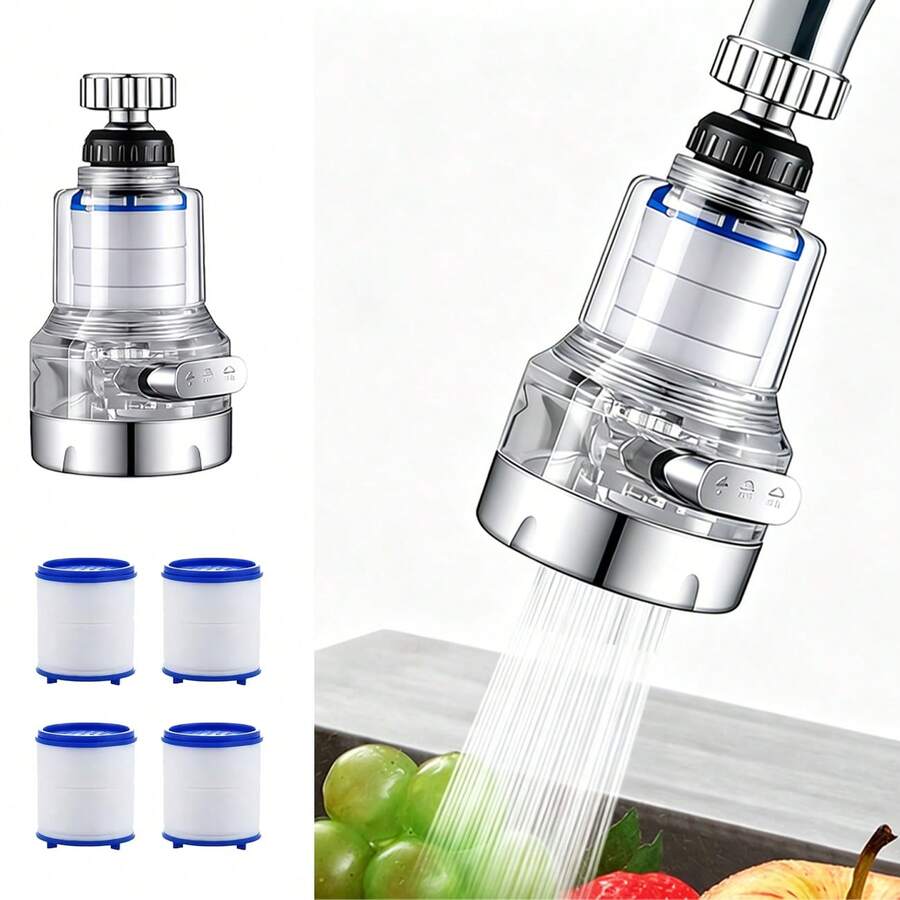 360° Rotatable Purifying Faucet, Anti-Splash Water-Saving Aerator, Equipped With 4 Replaceable Filters, Home Kitchen Sink Water Filter - Multicolor - View 1