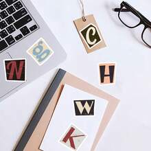 1 Set (52pcs) Aesthetic Vintage English Letter Square Stickers - Perfect For DIY Scrapbooking, Notebook Stickers, Luggage, Guitar & Diary | Creative Stationery & Holiday Gift Ideas - Random - View 4