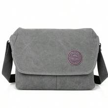 Canvas Shoulder Bag Men's Bag New Washed Simple Casual Messenger Bag Fashionable Versatile Men's Bag - Grey - View 2
