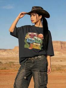 Women T-Shirts - 深灰色1 - 查看 3