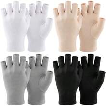 Sureio 4 Pairs Sun Protection UV Gloves For Women Fingerless Hand UV Protection Glove For Gel Manicures Summer Driving Biking - Black White Khaki Gray - View 2
