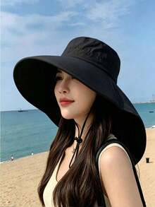 1pc Women's Spring/Summer Sun Protection Hat, Fashion Neck Guard Shawl Bucket Hat With Wide Brim, Ponytail Hole, Breathable Outdoor Sun Hat - Multicolor - View 8