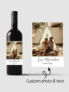 UNICCUT 20/40pcs Customized Printed Photo & Text Wedding Wine Bottle Stickers, Personalized Design Birthday Party Stickers, Invitation Card Wine Labels - Multicolor - View 1