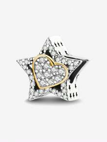 1 Fashionable 925 Sterling Silver Crown Double Heart Bead, Suitable For DIY Jewelry Making Of Women's Bracelets And Bangles, Daily Outfit Matching - Set 1 - View 13