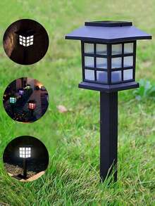 2/6 Stücke schwarze Mini-Haus Solarbetriebene Bodenstecker Wegbeleuchtung, wasserdichte Auto An/Aus LED Landschaftsbeleuchtung, geeignet für Garten, Rasen, Gehweg, Blumenbeet, Außendekoration, Feiertagsgeschenk - Mehrfarbig - Übersicht 8