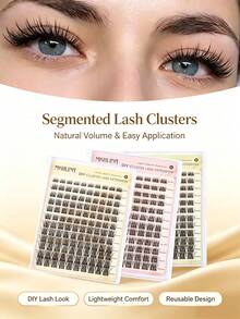 MKHLINA DIY Cluster Eyelash Extensions C/CC/D Curl Segmented Single Fake Lashes, Fluffy Soft Faux Mink, Mixed 8-18mm, Home Application Women's False Eyelashes (F18) - C/D 混合 - 查看 1