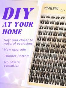 Salon Effect MKHLINA Segmented DIY Lash Extensions Single Cluster Eyelash Extensions 8-18mm Multi-Length Soft Fluffy Natural Look Reusable Home Eyelash Clusters (F23) - C/D 混合 - 查看 2