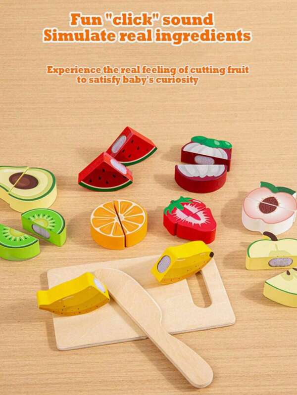 Un set di giocattoli in legno per tagliare frutta e verdura simulate, adatto per i bambini per giocare in cucina, per sviluppare la coordinazione occhio-mano e le abilità motorie fini, adatto per ragazzi, ragazze e giochi per bambini, regali di compleanno ideali
