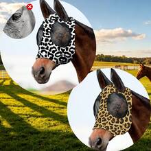 2pcs Leopard Print Horse Face Mask, M/L Size Optional, Comfortable Horse Face Mask With Ears, UV Protection And Sun Protection, Soft And Lightweight, Breathable, Mosquito And Fly Proof - Decorative - View 18