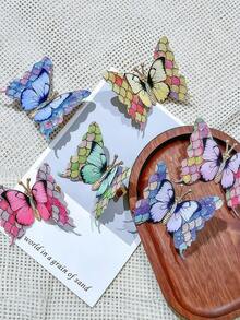 6/2 piezas Pinzas para el cabello con mariposas 3D degradadas de estilo bohemio, duraderas y no dañinas, accesorios para el cabello dulces de estilo Mori, adecuados para niñas y niños, uso diario en la escuela, viajes y vacaciones - Multicolor - Ver 4