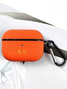 [Customized] Personalized Customized Golden Letters Name Fabric Texture Pattern Luxury Earphone Case Compatible With AirPods 1/2 3 4 Pro 2 3 Protective Case - Multicolor - View 8