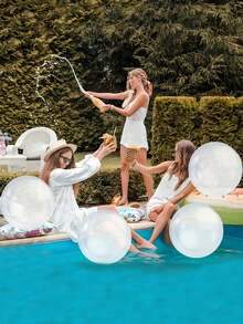 1 pieza Pelota de playa inflable de PVC de unicolor transparente, inflable para piscina, artículos esenciales de playa, flotador de piscina - Multicolor - Ver 3