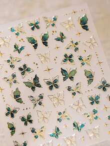 1pc 5D Nail Art Sticker, Fragmented Colorful Plush Shell Lightweight Butterfly Pattern, High-Quality Nail Decals, Spring Nail Decal Design, Nail Decoration Nail Stickers - Multicolor - View 2