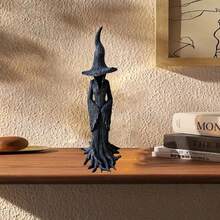 1pc Halloween Decor Gothic Resin Witch Statue Vintage Magician Ornament Dark Fantasy Accessory - View 5