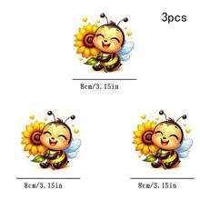 1/2/3pcs Sunflower & Little Bee Heat Transfer Stickers, Cute Healing Spring Floral DIY Prints, Suitable For Kids T-Shirts, Canvas Bags, Dresses - Multicolor - View 5