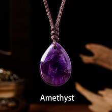 1pc Teardrop Natural Chakra Crystal Pendant Necklace, Healing Amethyst Rose Quartz Energy Amulet Jewelry, Spiritual Meditation Protection - Water Drop Pendant - View 16