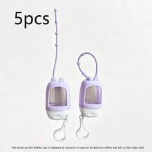 5 piezas (color aleatorio) Botellas de viaje rellenables - Incluye estuches protectores y llaveros, hechas de plástico transparente, diseño de tapa abatible, adecuadas para descarga de líquidos, lavado a mano, tónicos y cremas - A - Ver 17