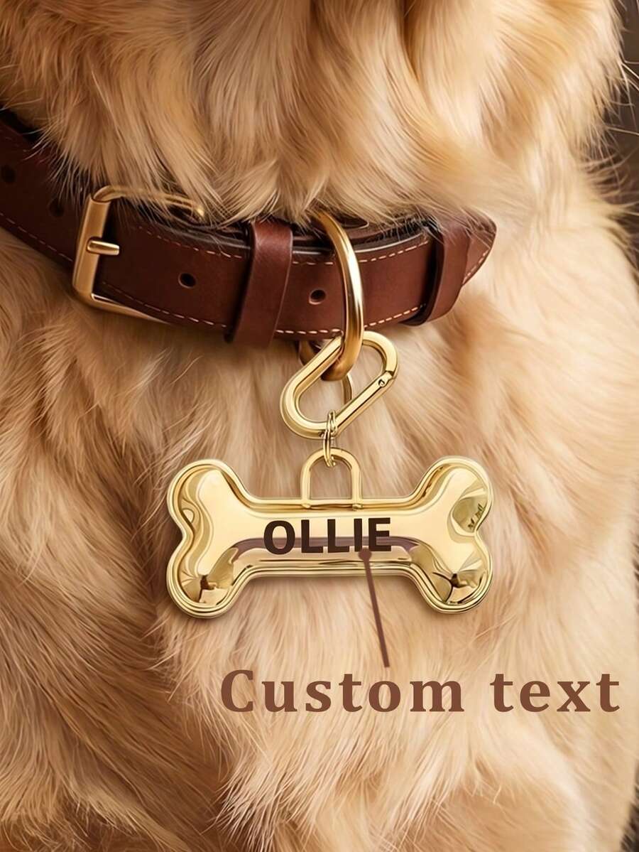 Customized Bone Shaped Pet ID Tag, Personalized Dog ID Tag Laser Engraved With Pet Name Address Phone Number, Durable Identification Tag For Dogs And Cats, Pet Supplies, Dog Medical Alert Tag - Multicolor - View 1