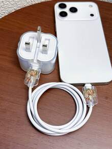 3件組波浪紋充電線保護套 UV彩繪鹿圖案，適用於英國標準 Apple 20W 快充充電器，防止線材損壞 - 彩色 - 查看 4