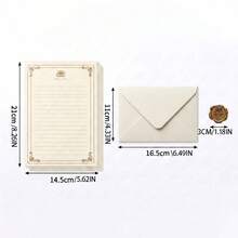 16pcs Set, Includes 3 Linen Texture Envelopes, 10 Rose Letter Papers, 3 Rose Seal Stickers, Office Supplies, Bridesmaid Proposal Gift, Wedding Invitation Cards, Romantic Letters, Mother's Day Gift Cards, Writing Letters - White - View 3