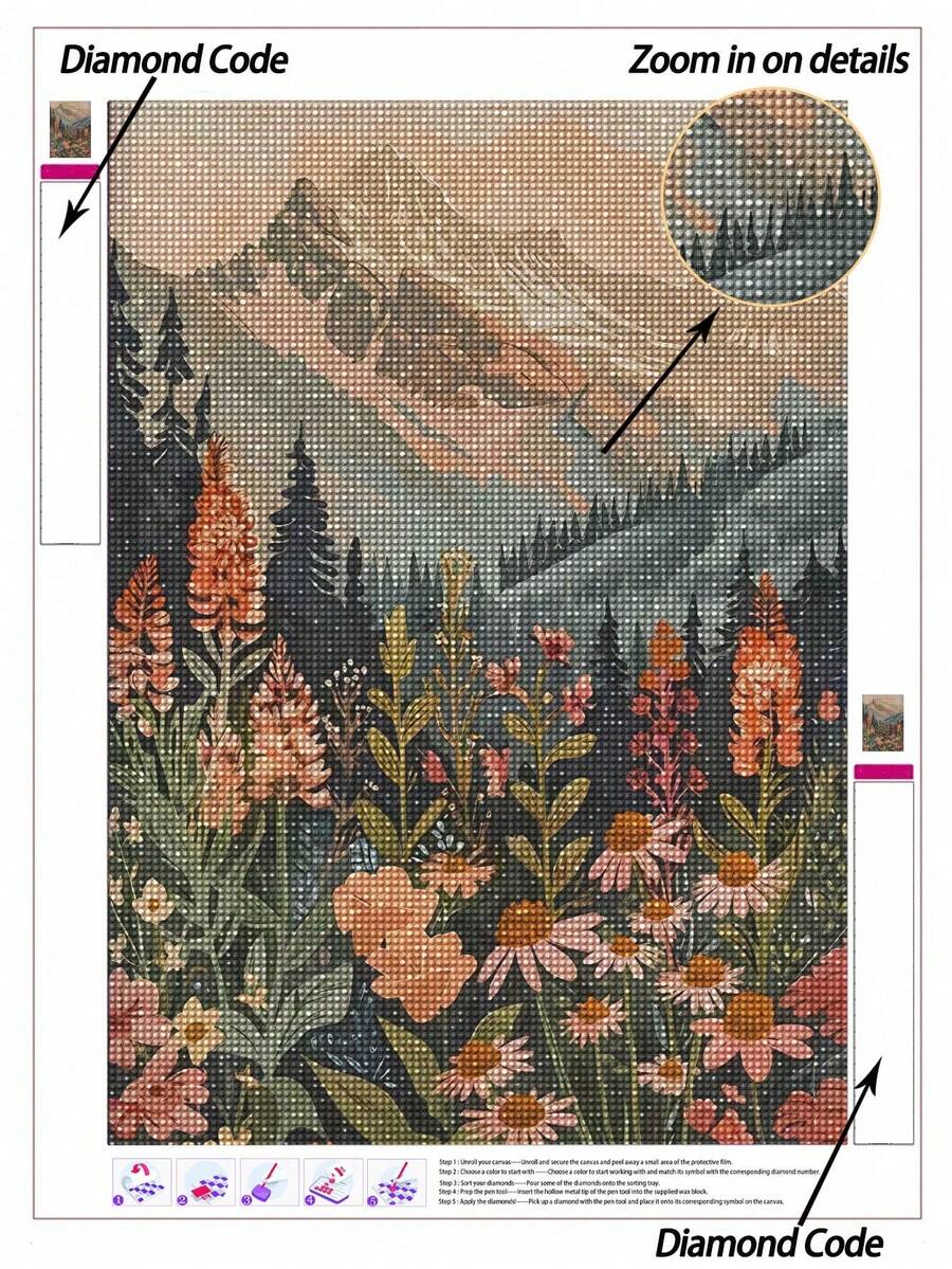 5D DIY 鑽石畫|自發熱風景鑽石畫套組,高畫質藝術鑽石,自然風景填滿,手工裝飾畫,全鑽鑲嵌手工藝套組,鍛鍊 DIY 技巧與專注力 - 彩色 - 查看 1