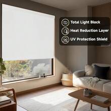 Cordless Blackout Roller Shades With Smooth Free-Stop Function – Thermal Insulating, Light-Blocking Window Blinds For Bedrooms And Living Spaces | Easy DIY Installation, No Tools Required | Soft-Touch Fabric, Quiet Operation, Clean Modern Look | Avai - Light Beige - View 10