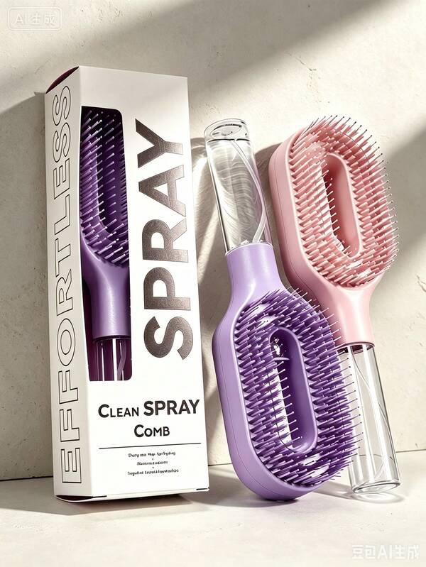 Spray Hair Comb - Spray Comb With Manual Pump Mist Handle, Anti-Frizz Anti-Flyaway Water Mist Brush, Makes Hair Smooth