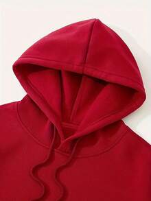Men's "Astronaut Planet Ice Cream" Print Hoodie, Casual Long Sleeve Drawstring Hooded Sweatshirt, Space-Inspired Streetwear Top - Red - View 4