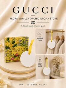 Gucci Flower Dance Round Diffuser Stone 5*5cm, With Yellow Ribbon, Vanilla Orchid Scent, Portable And Suitable For Personal Use Or As A Gift - Yellow Round - View 8