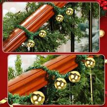 5pcs Christmas Painted Balls, Pine Pattern Decorative Ribbon, Electroplated Decorative Balls, Matte & Glossy Wavy Balls, 15CM Christmas Party Supplies - Multicolor - View 9