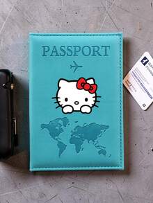 SANRIO 1 Buah Tempat Paspor Hello Kitty, Sampul Pengorganisasi Dokumen Perjalanan dengan Motif Dunia dan Slot Kartu untuk Wanita, Liburan, Perjalanan Bisnis & Wisata - MultiWarna - View 12