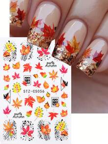 SWEET TREND 6 Peças Adesivos de Unhas de Outono 3D Autoadesivos, Decalques de Unhas com Folha de Bordo em Aquarela, Abóbora, Girassol, Xícara de Café, Linha Geométrica, Folha de Outono, Deslizadores de Colheita para Ação de Graças, Cottagecore, Uso Diário, DIY, Salão, Acessórios e Ferramentas de Manicure Doméstica - Multicolorido - Visão 4
