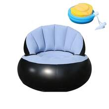 1PC Single Person Inflatable Sofa With Backrest, Portable Quick Inflation Foldable Slouchy Sofa, PVC Flocked Surface, Suitable For Living Room, Game Room, Bedroom, Balcony, Reading Room - Multicolor - View 14