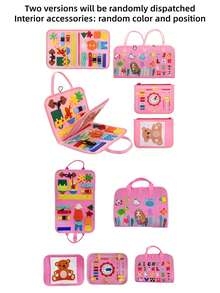 Handheld Portable Felt Busy Board, Multi-Puzzle Zipper Buckle Sensory Training Game Panel, Foldable Lightweight Travel Activity Toy Set, Suitable For Road Trips, Indoor And Outdoor Leisure Time Portable Entertainment Prop - Multicolor - View 8
