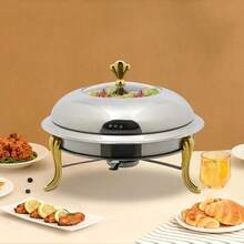 Chafing Dishes For Buffet, 2.3Qt Round Stainless Steel Chafer Buffet Set With Handles And Glass Lid For Catering, Weddings, Parties, Holiday Celebrations-Without Water Pan, Gold[A Good Gift For Family And Friends] - View 2