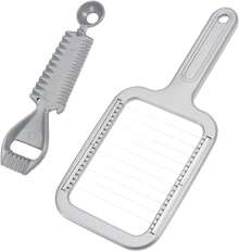 Cortador de mantequilla + abrelatas multifuncional, hecho de aluminio / acero inoxidable resistente a la oxidación (gris / plateado, juego de 2 piezas) - Ver 1