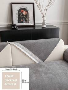 1pc Nordic Style Solid Color Minimalist Versatile Sofa Cushion, Lace Trim & Pom Pom Decor, All-Season Non-Slip Sofa Cover, Machine Washable, Pet-Friendly, Suitable For Single, Double, Triple, Quadruple And Sectional Sofas, Jacquard Craft, Home Decor - Dark Grey - View 11